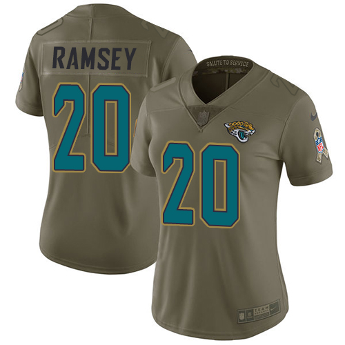 Nike Jaguars #20 Jalen Ramsey Olive Women's Stitched NFL Limited Salute to Service Jersey